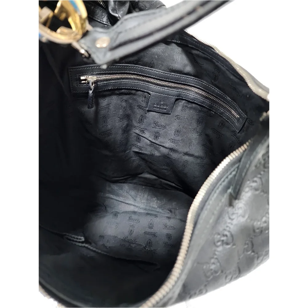 GUCCI Guccissima Leather Twins Large Hobo Bag Black